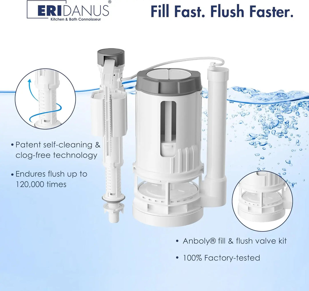 Toilet Fill & Flush Valve Replacement Kit | Universal Adjustable Water Tank Parts