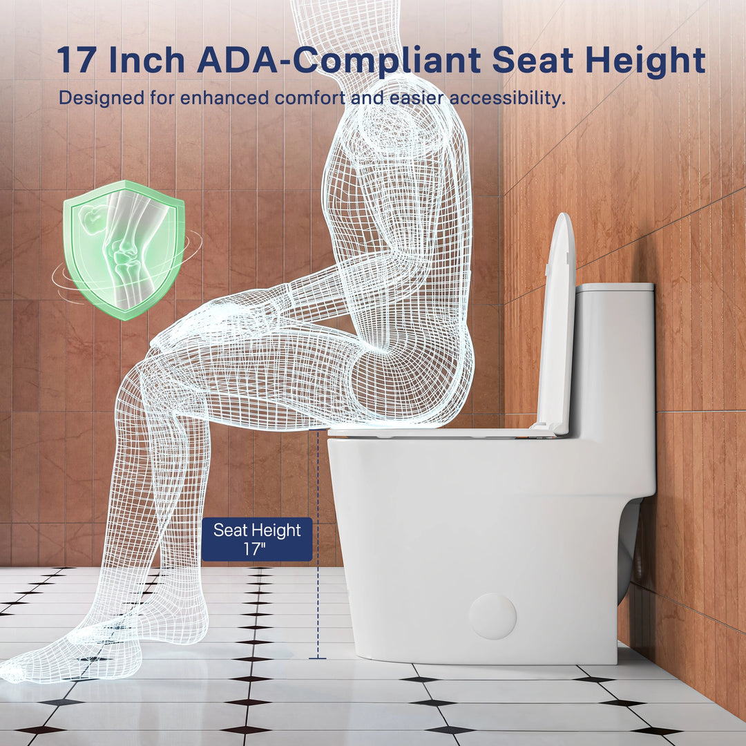 Naples 23.6" Depth 1-Piece 1.1/1.6 GPF Dual Flush Compact Chair Height Toilet in White