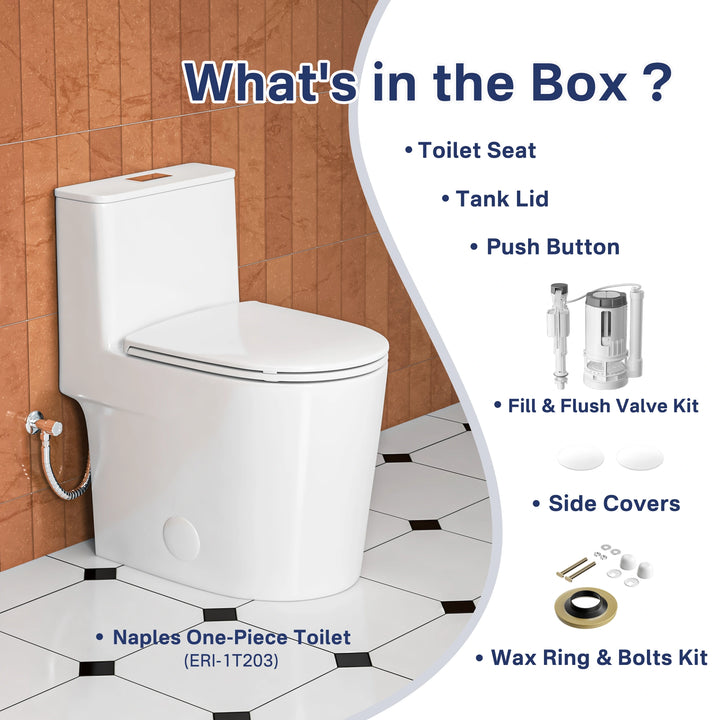 Naples 23.6" Depth 1-Piece 1.1/1.6 GPF Dual Flush Compact Chair Height Toilet in White