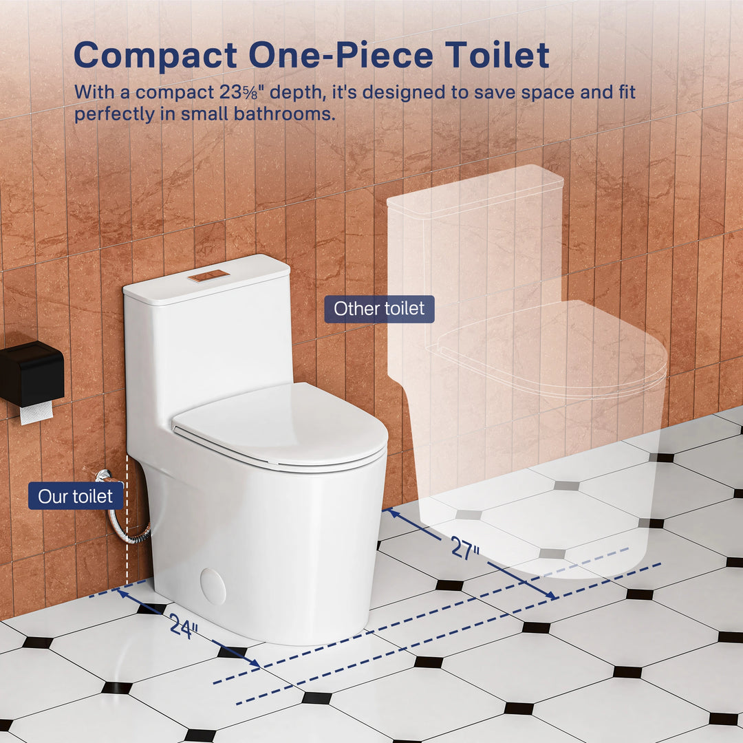 Naples 23.6" Depth 1-Piece 1.1/1.6 GPF Dual Flush Compact Chair Height Toilet in White