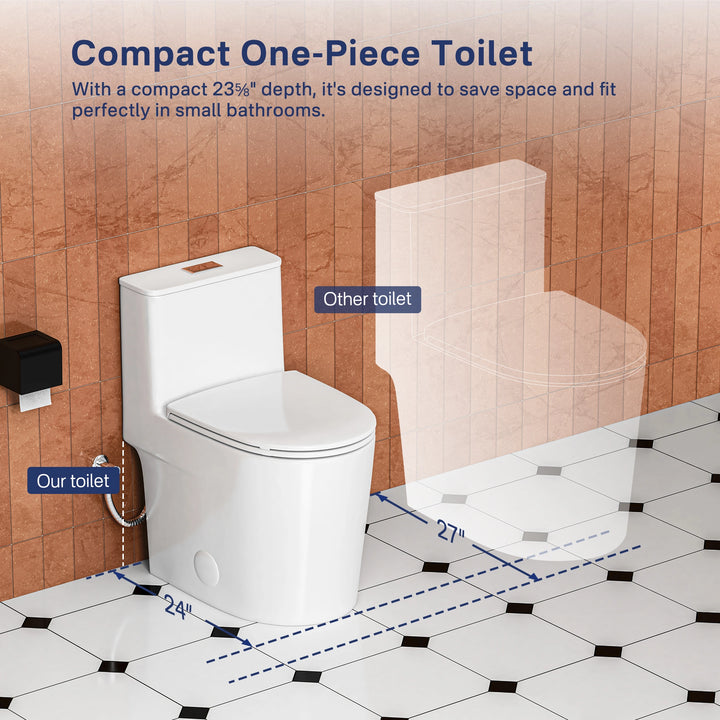 Naples 23.6" Depth 1-Piece 1.1/1.6 GPF Dual Flush Compact Chair Height Toilet in White