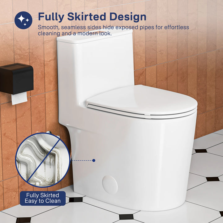Naples 23.6" Depth 1-Piece 1.1/1.6 GPF Dual Flush Compact Chair Height Toilet in White