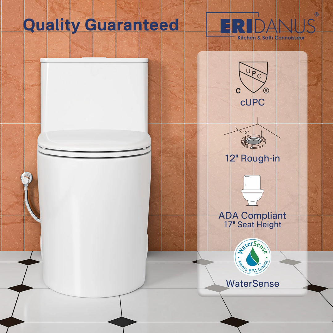 Naples 23.6" Depth 1-Piece 1.1/1.6 GPF Dual Flush Compact Chair Height Toilet in White