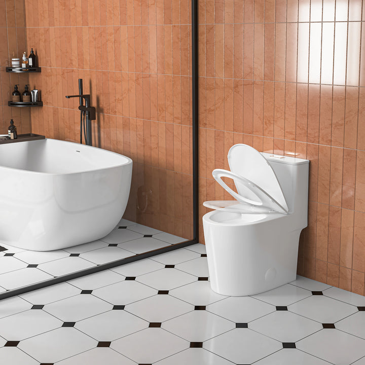 Naples 23.6" Depth 1-Piece 1.1/1.6 GPF Dual Flush Compact Chair Height Toilet in White