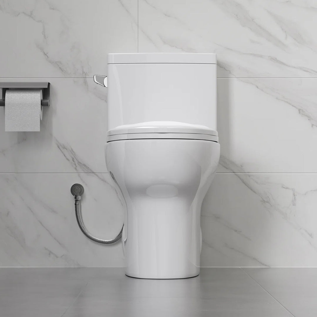 Salerno Elongated One-Piece Toilet – Side or Top Flush Button (Seat Included)