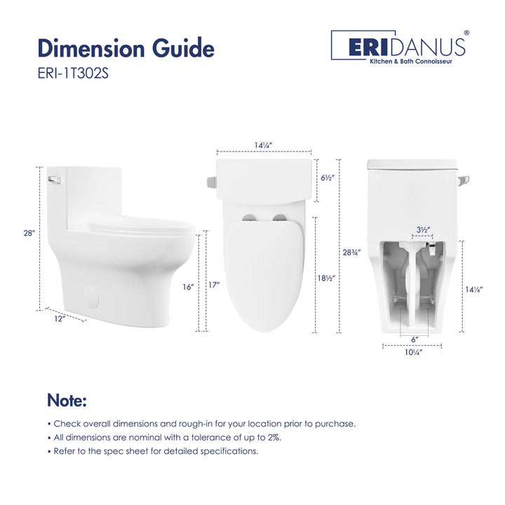 Salerno Elongated One-Piece Toilet – Side or Top Flush Button (Seat Included)