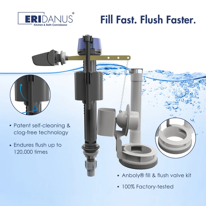 Salerno Elongated One-Piece Toilet – Side or Top Flush Button (Seat Included)