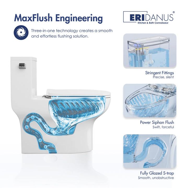 Salerno Elongated One-Piece Toilet – Side or Top Flush Button (Seat Included)