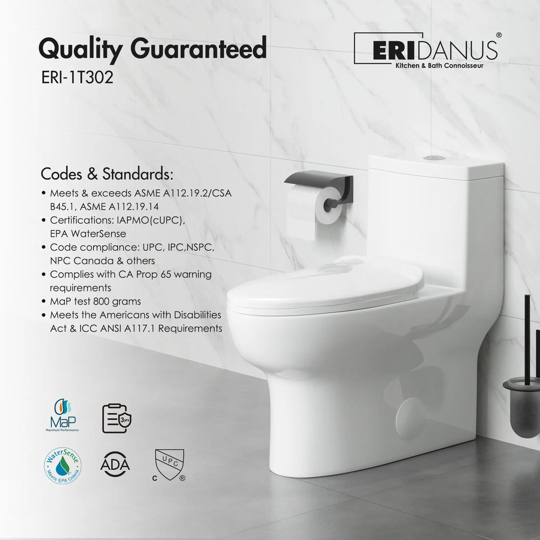 Salerno One-Piece Chair Height Elongated Toilet, 1.1/1.6 GPF Dual Flush