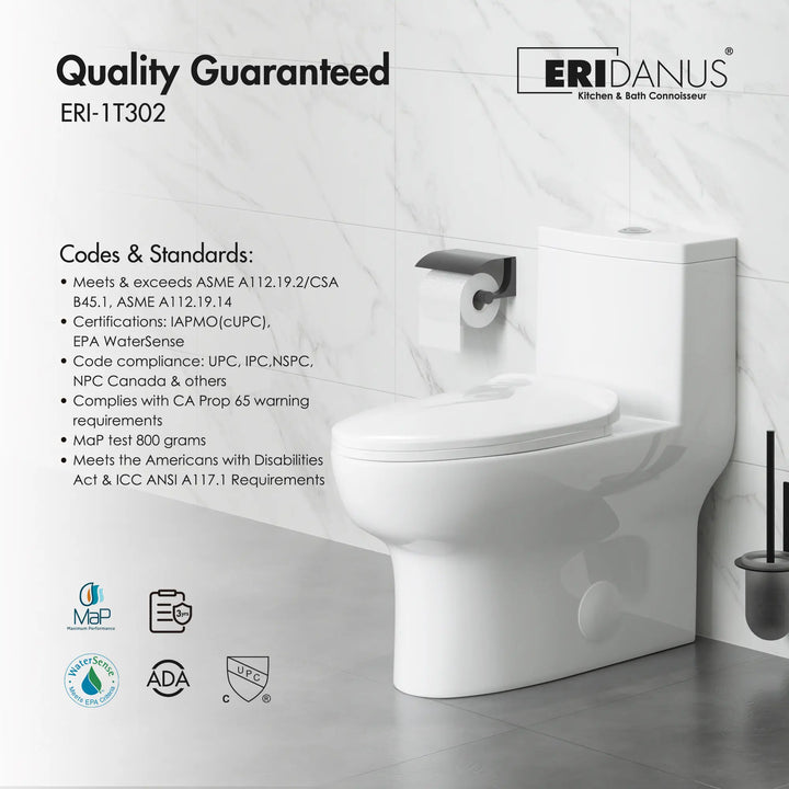 Salerno One-Piece Chair Height Elongated Toilet, 1.1/1.6 GPF Dual Flush