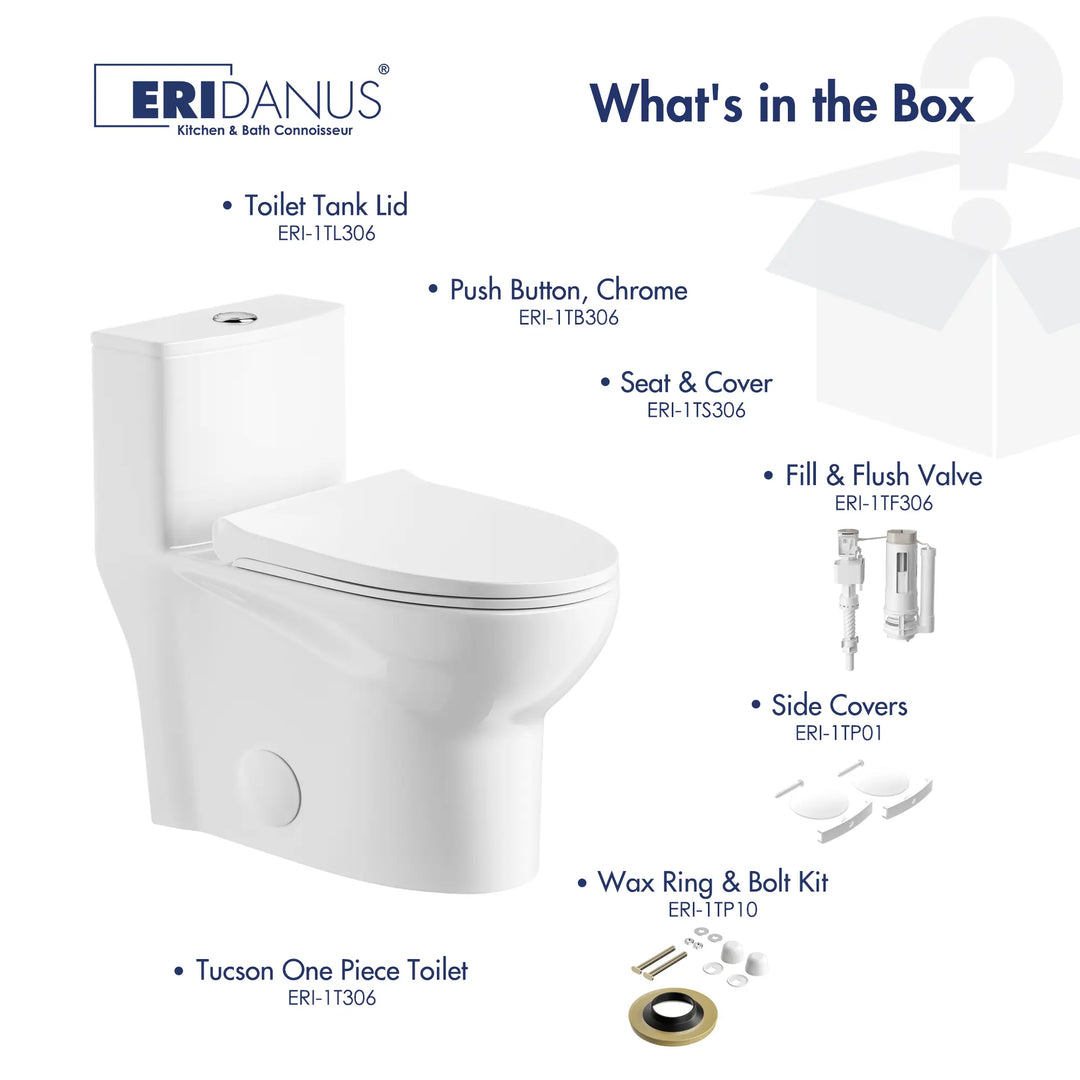 Tucson One-Piece Standard Height Compact Elongated Toilet, 1.1/1.6 GPF Dual Flush