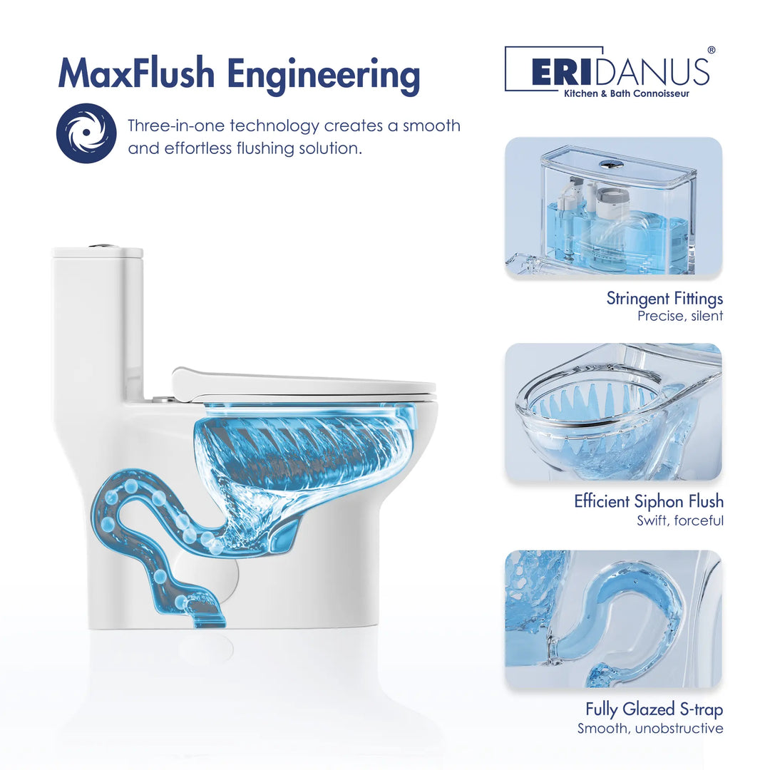 Tucson One-Piece Standard Height Compact Elongated Toilet, 1.1/1.6 GPF Dual Flush