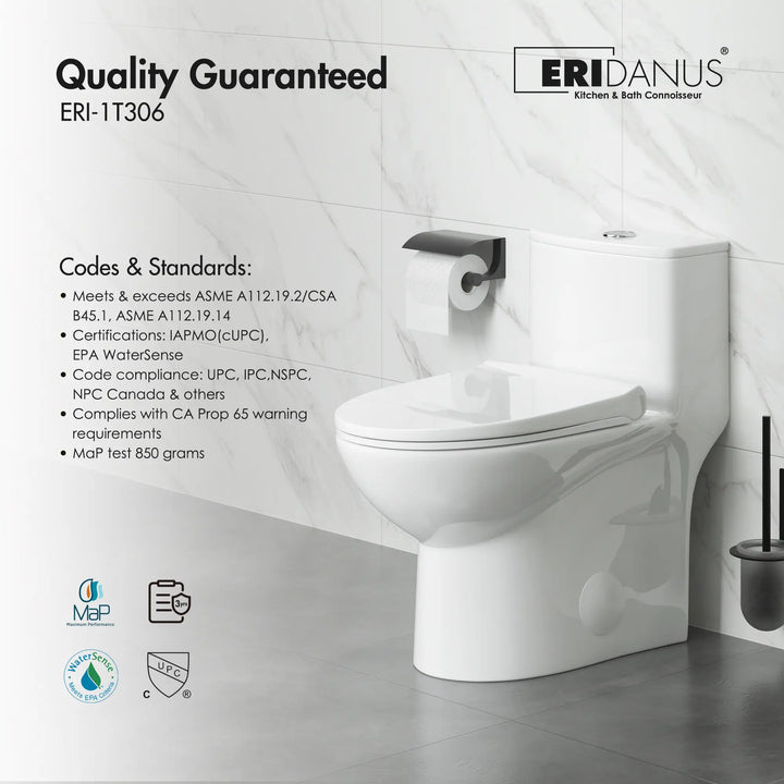 Tucson One-Piece Standard Height Compact Elongated Toilet, 1.1/1.6 GPF Dual Flush