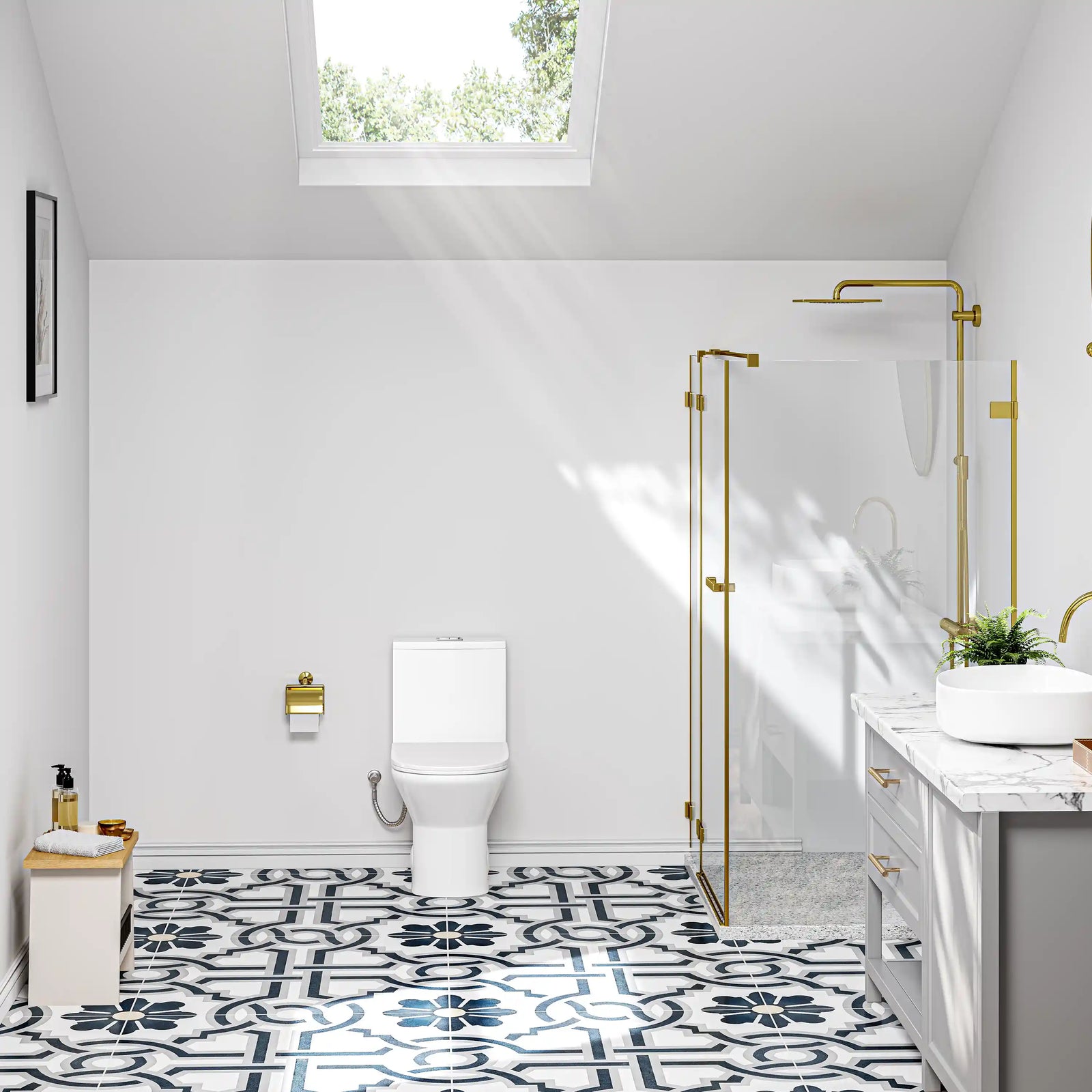 Eridanus Dublin white one-piece toilet with a sleek skirted design.
