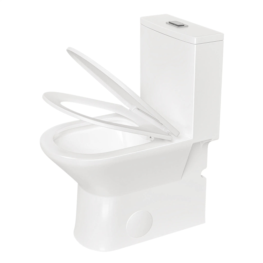 Naples 25" Depth Compact Elongated One-Piece Toilet, Dual Flush, Chair Height, 12" Rough-in