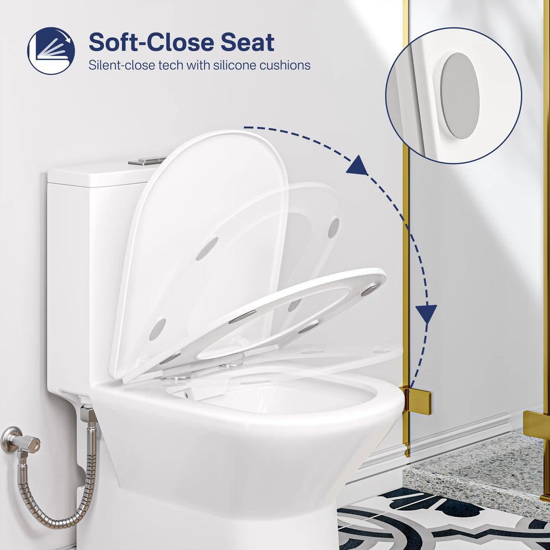 Naples 25" Depth Compact Elongated One-Piece Toilet, Dual Flush, Chair Height, 12" Rough-in