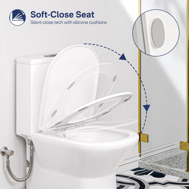 Naples 25" Depth Compact Elongated One-Piece Toilet, Dual Flush, Chair Height, 12" Rough-in