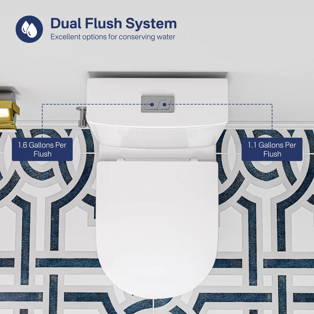 Naples 25" Depth Compact Elongated One-Piece Toilet, Dual Flush, Chair Height, 12" Rough-in