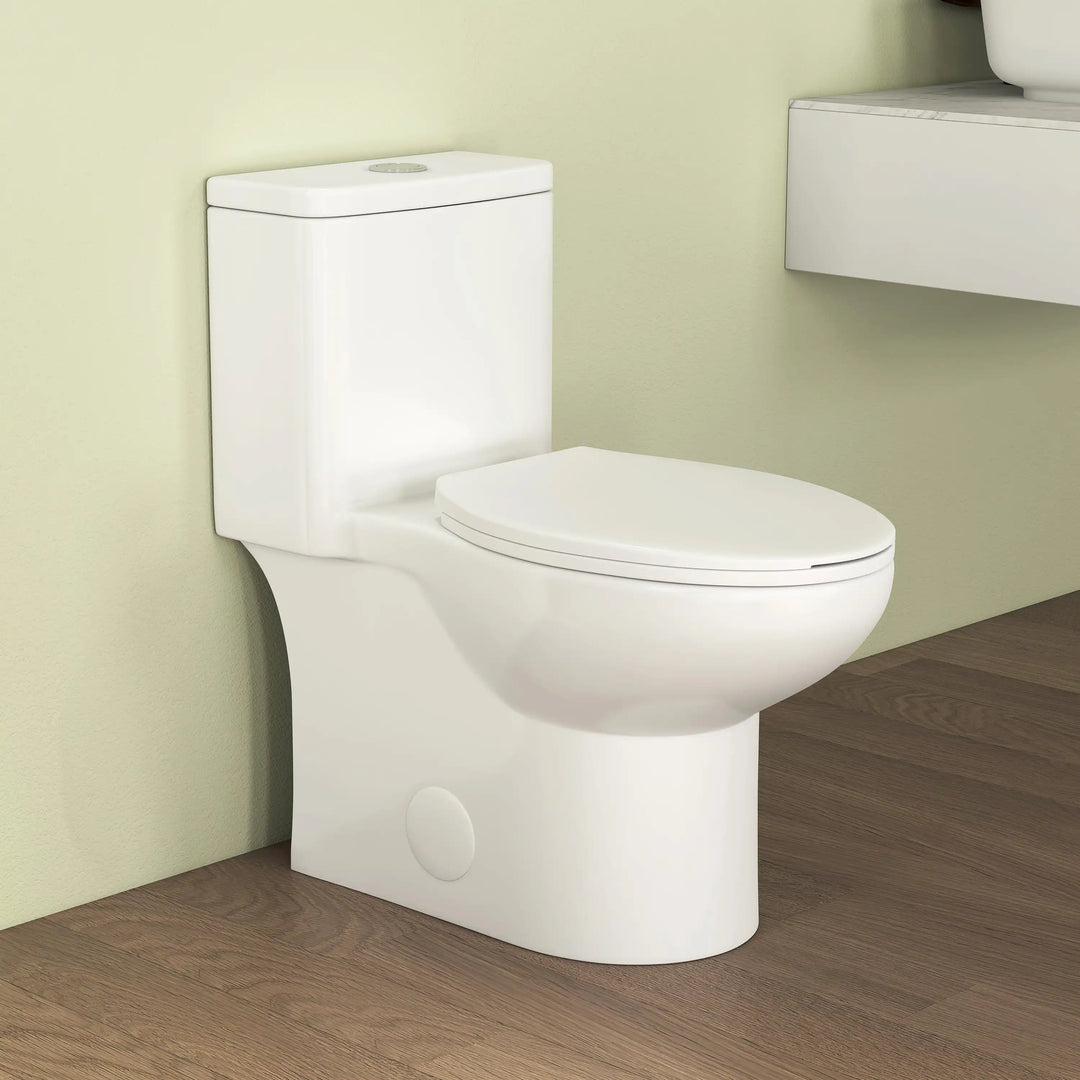 Dublin 1.1/1.6 GPF Elongated Chair Height One-Piece Toilet, Floor Mounted (Seat Included)