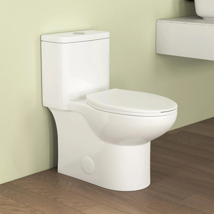 Dublin 1.1/1.6 GPF Elongated Chair Height One-Piece Toilet, Floor Mounted (Seat Included)