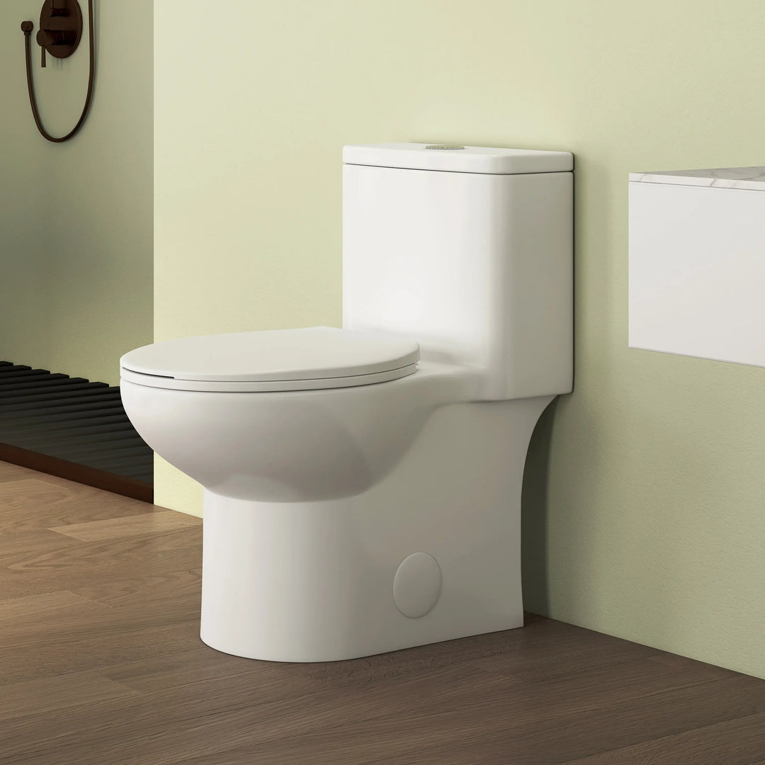 Dublin 1.1/1.6 GPF Elongated Chair Height One-Piece Toilet, Floor Mounted (Seat Included)