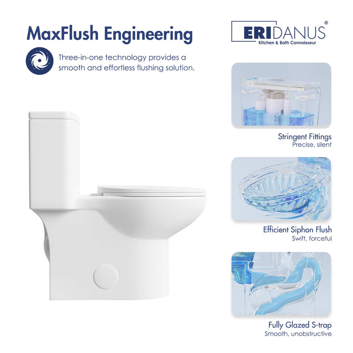 Dublin 1.1/1.6 GPF Elongated Chair Height One-Piece Toilet, Floor Mounted (Seat Included)