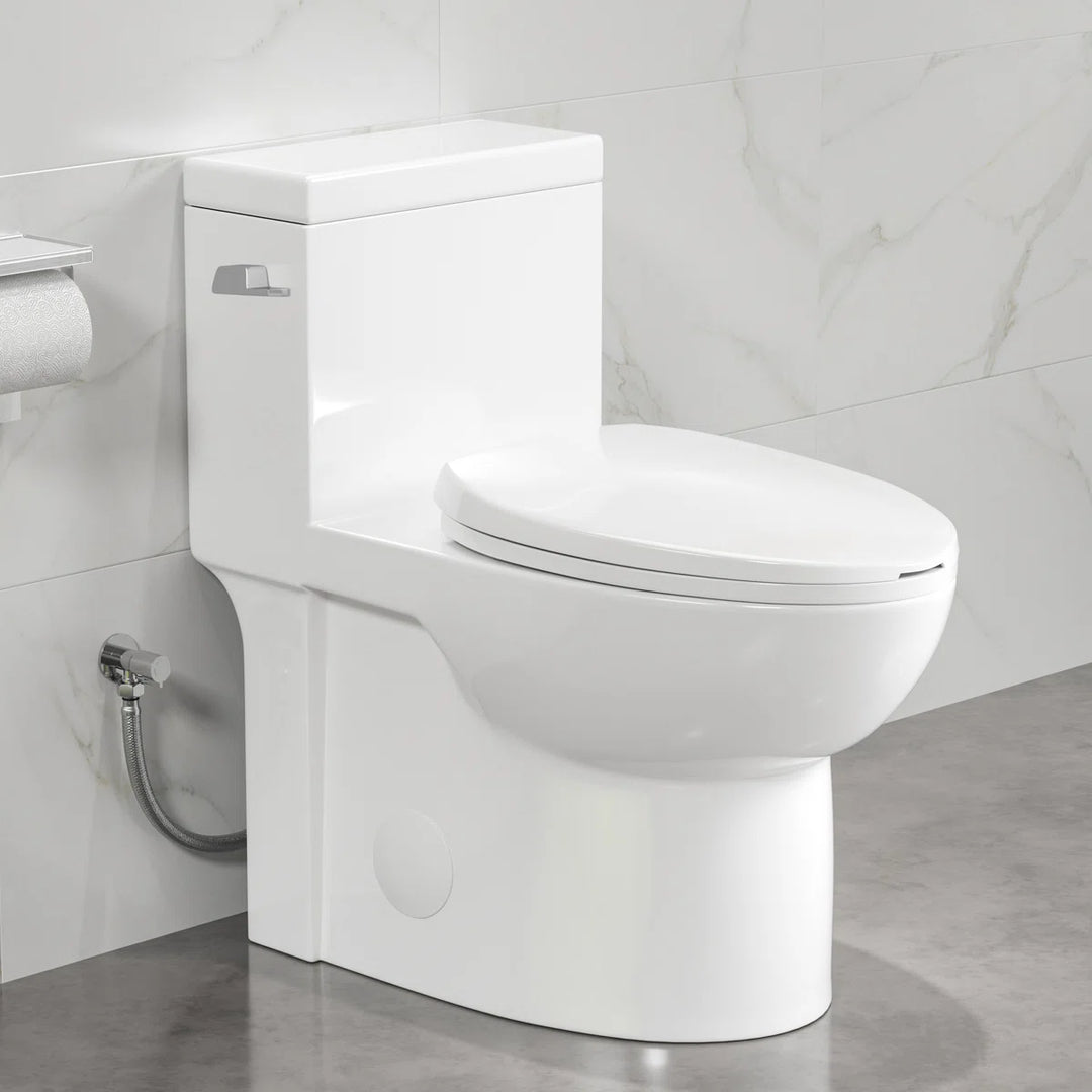 Denbigh One-Piece Toilet – Dual or Single Flush, Comfort Height (Seat Included)