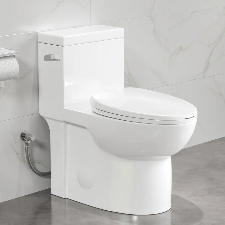 Denbigh One-Piece Toilet – Dual or Single Flush, Comfort Height (Seat Included)