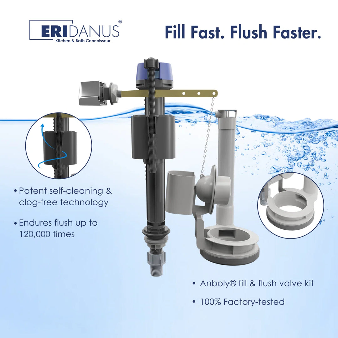 Denbigh One-Piece Toilet – Dual or Single Flush, Comfort Height (Seat Included)