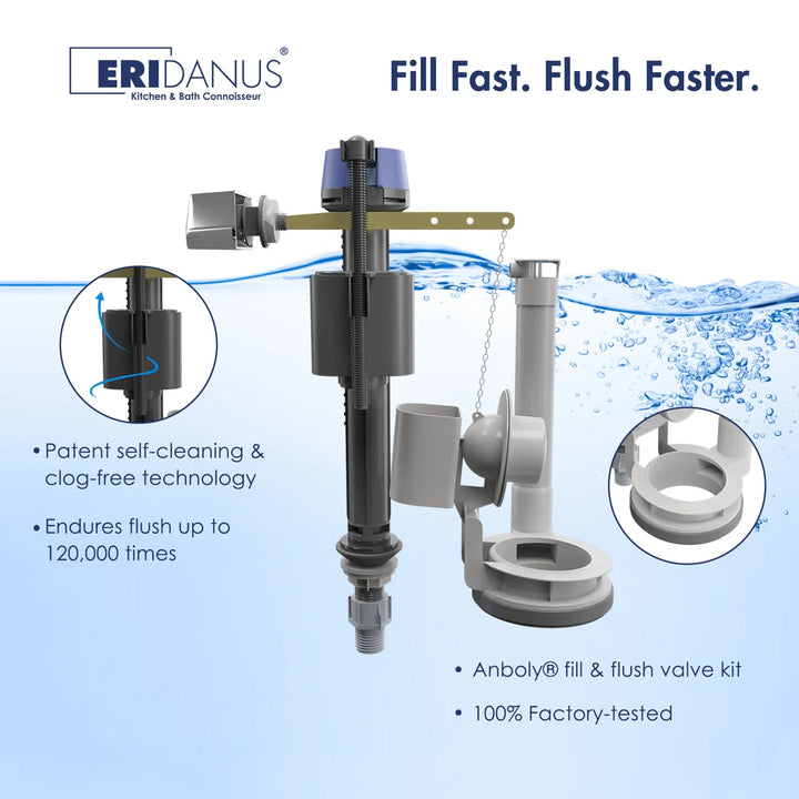 Denbigh One-Piece Toilet – Dual or Single Flush, Comfort Height (Seat Included)