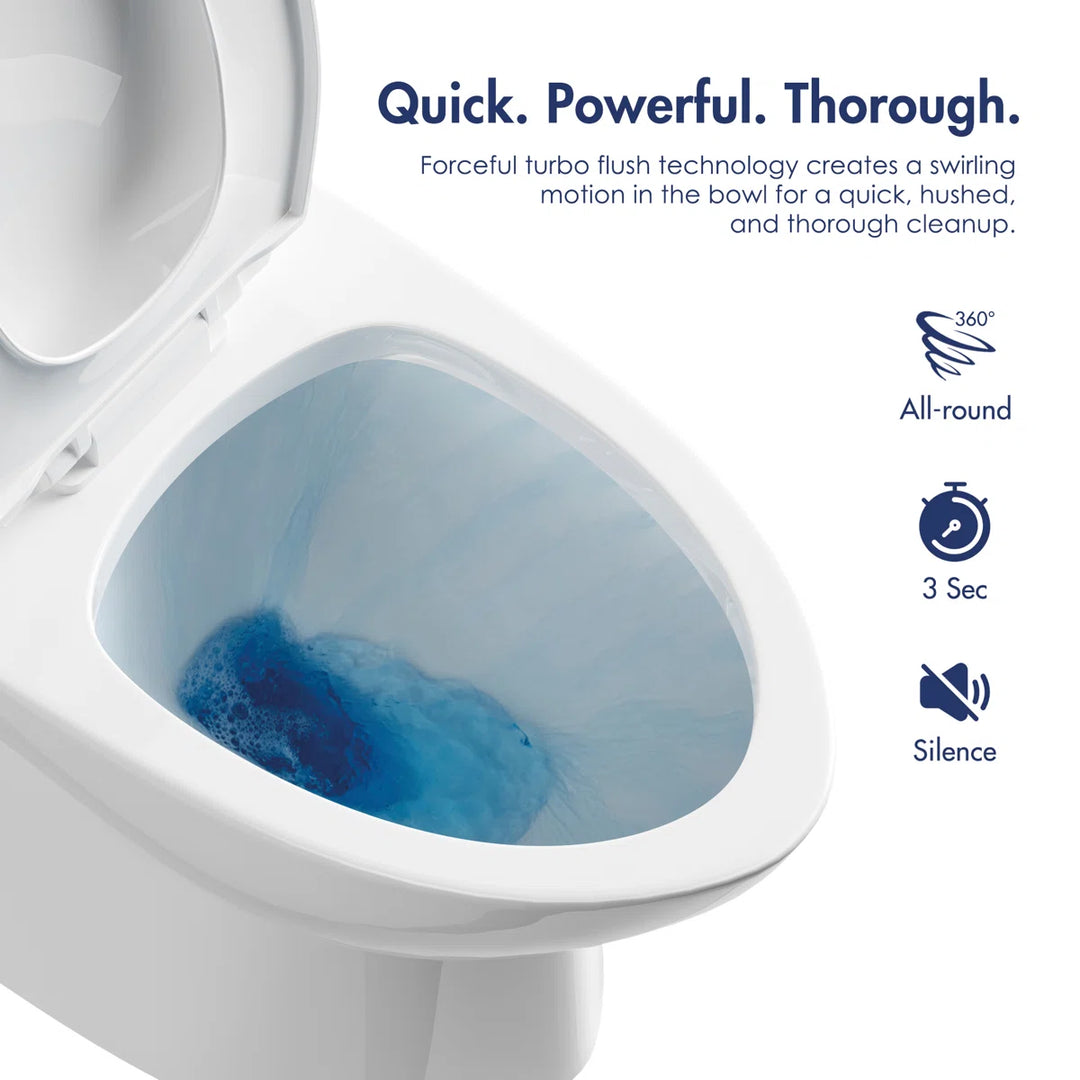 Denbigh One-Piece Toilet – Dual or Single Flush, Comfort Height (Seat Included)