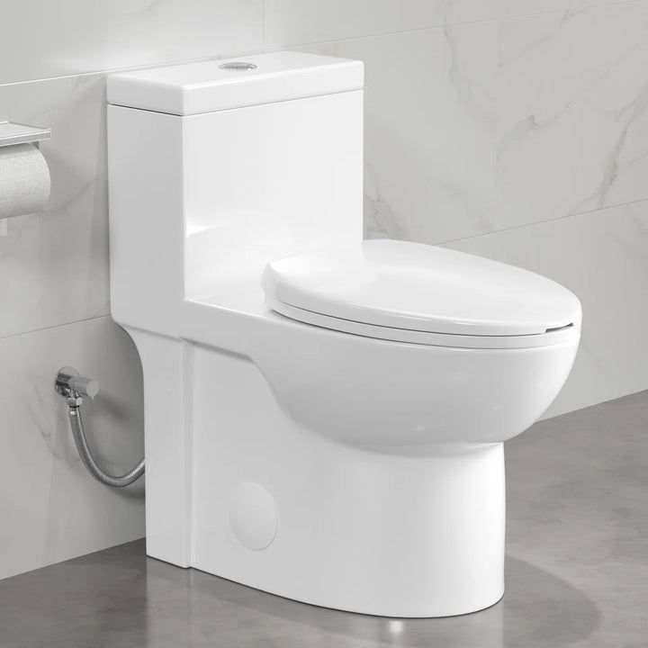 Denbigh One-Piece Toilet – Dual or Single Flush, Comfort Height (Seat Included)