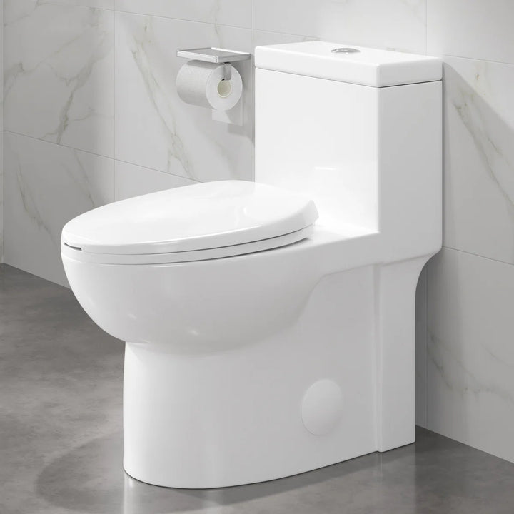 Denbigh One-Piece Toilet – Dual or Single Flush, Comfort Height (Seat Included)