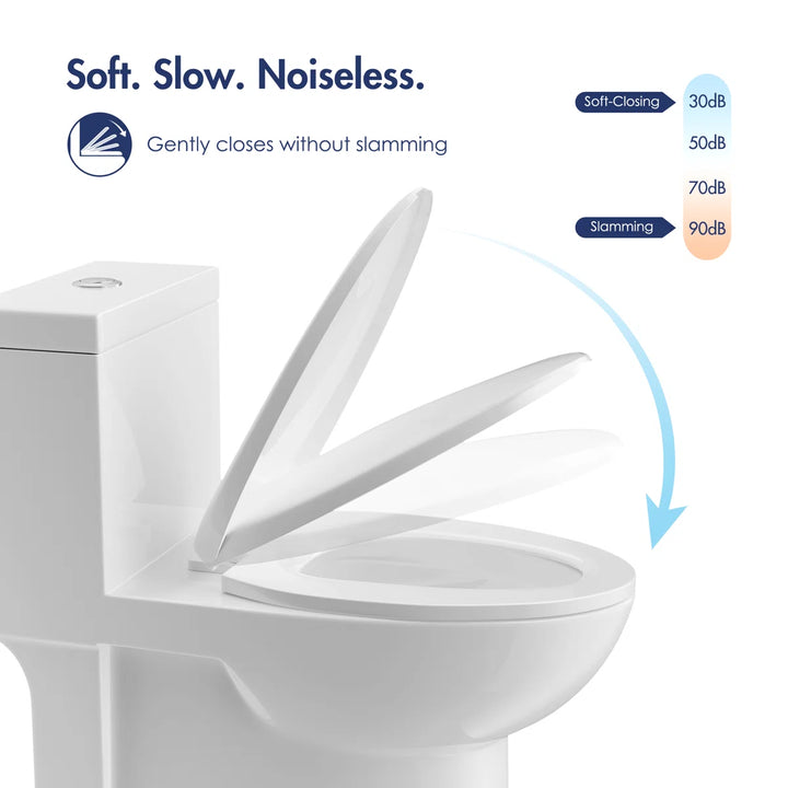 Denbigh One-Piece Toilet – Dual or Single Flush, Comfort Height (Seat Included)