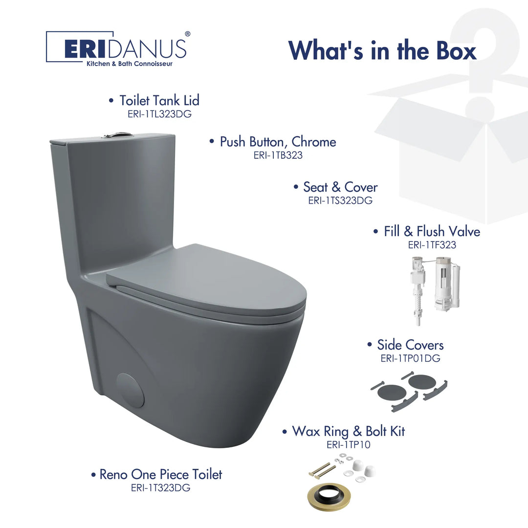 Reno One-Piece Chair Height Elongated Toilet, 1.1/1.6 GPF Dual Flush, Multiple Colors