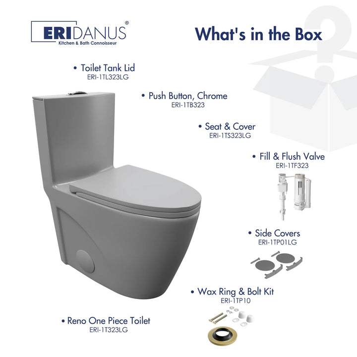 Reno One-Piece Chair Height Elongated Toilet, 1.1/1.6 GPF Dual Flush, Multiple Colors
