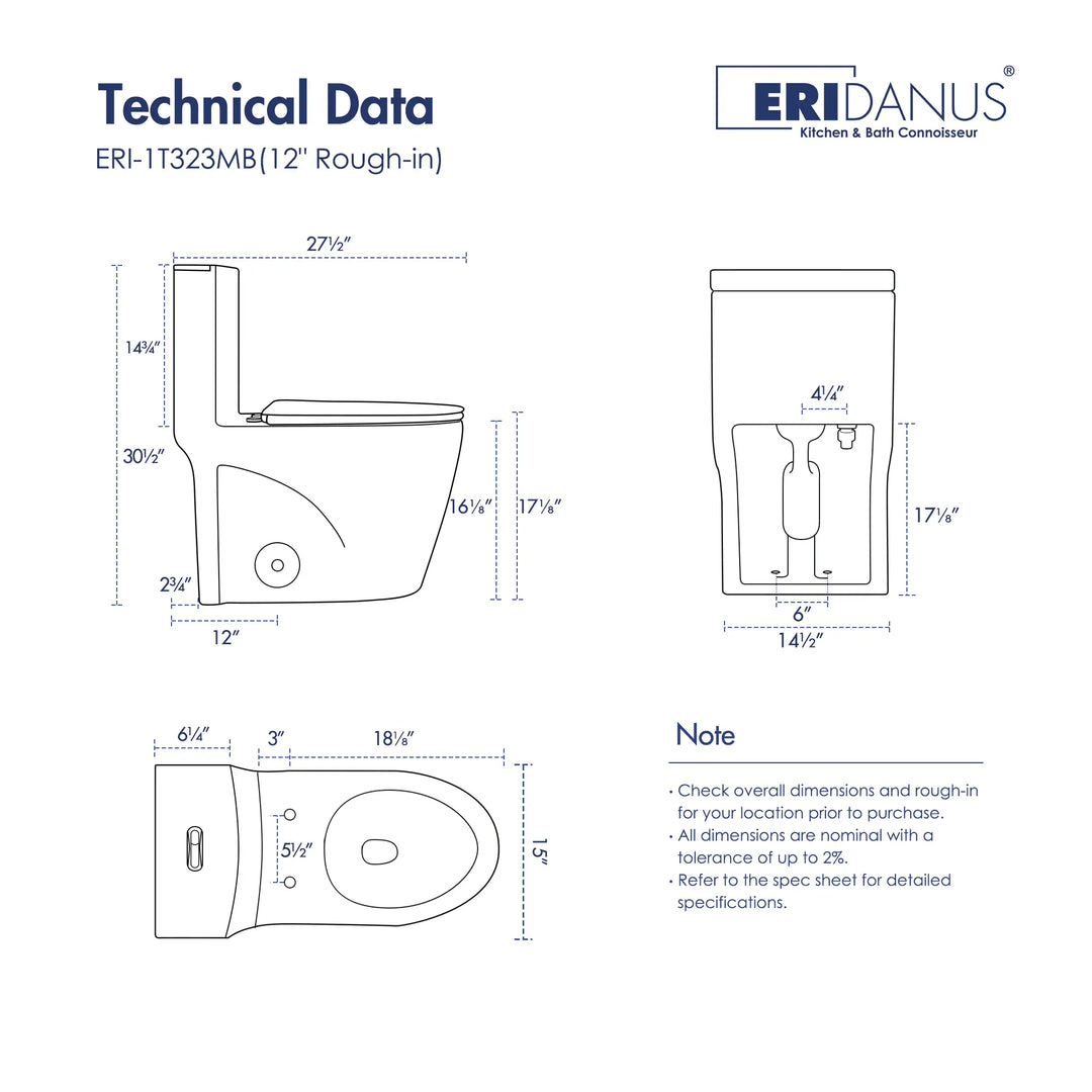 Reno One-Piece Chair Height Elongated Toilet, 1.1/1.6 GPF Dual Flush, Multiple Colors