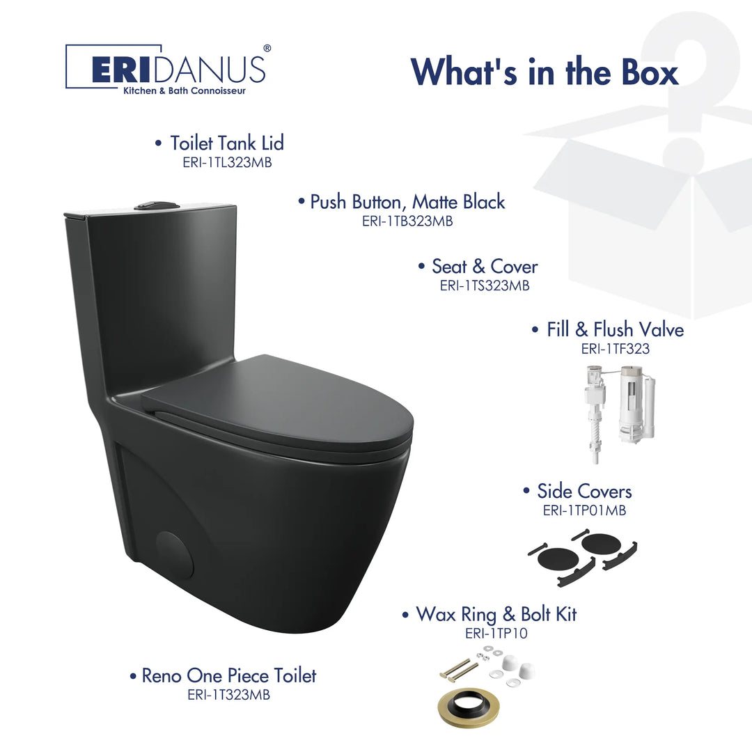 Reno One-Piece Chair Height Elongated Toilet, 1.1/1.6 GPF Dual Flush, Multiple Colors