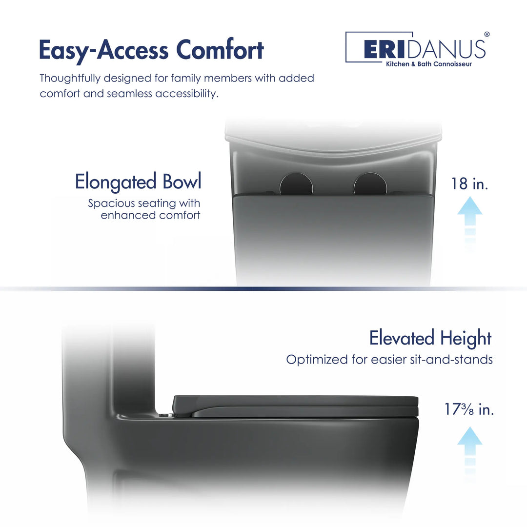 Reno One-Piece Chair Height Elongated Toilet, 1.1/1.6 GPF Dual Flush, Multiple Colors