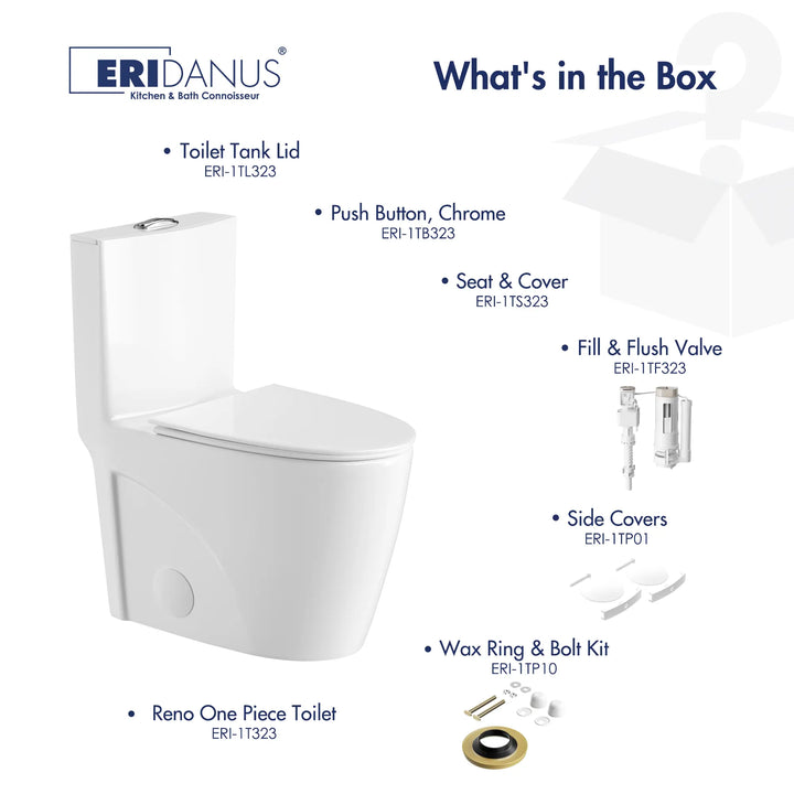 Reno One-Piece Chair Height Elongated Toilet, 1.1/1.6 GPF Dual Flush, Multiple Colors