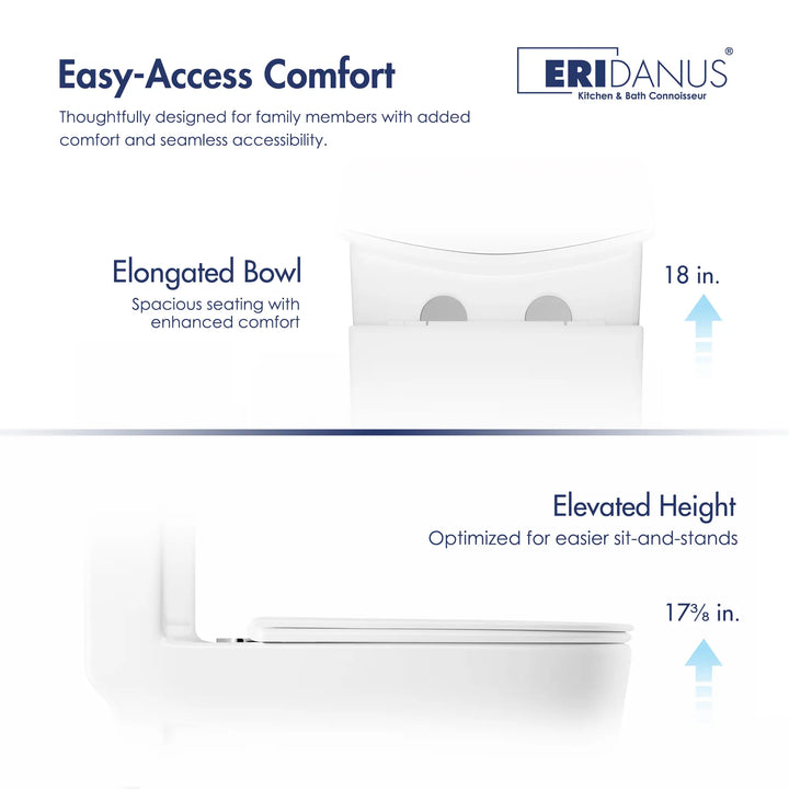 Reno One-Piece Chair Height Elongated Toilet, 1.1/1.6 GPF Dual Flush, Multiple Colors