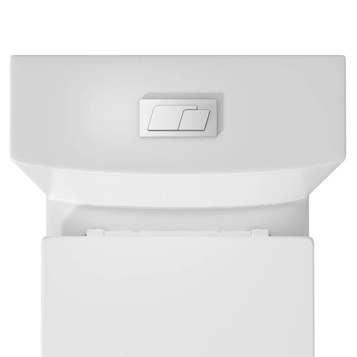 White dual-flush toilet button with rectangular design