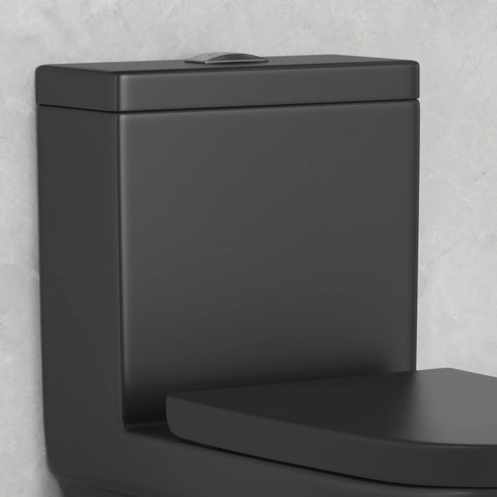 Replacement black ceramic toilet tank lid for ERI-1T365MB elongated one-piece toilet