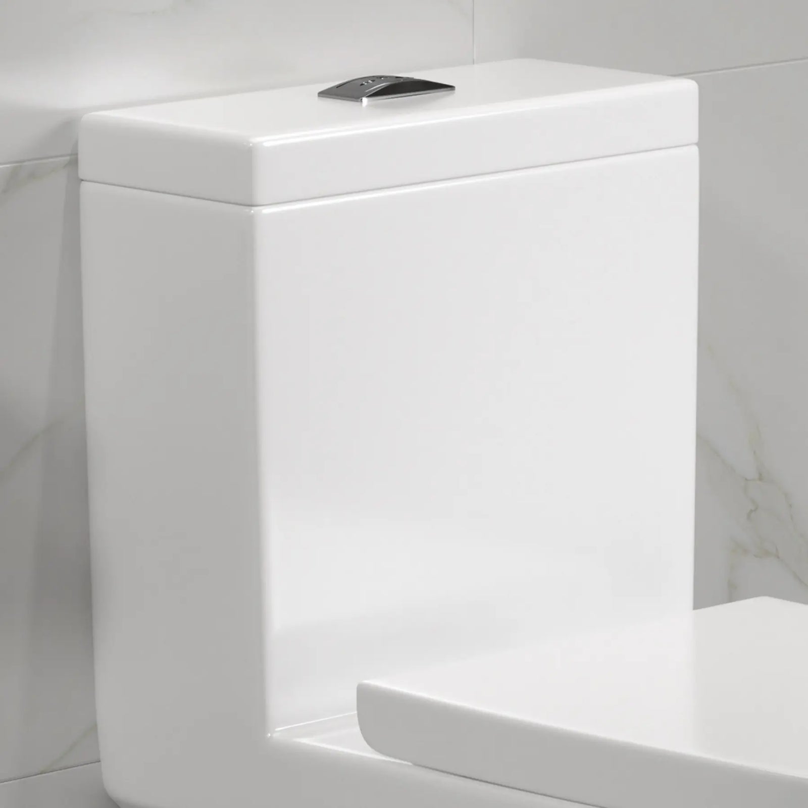 Replacement white ceramic toilet tank lid for ERI-1T365 elongated one-piece toilet.#color_white