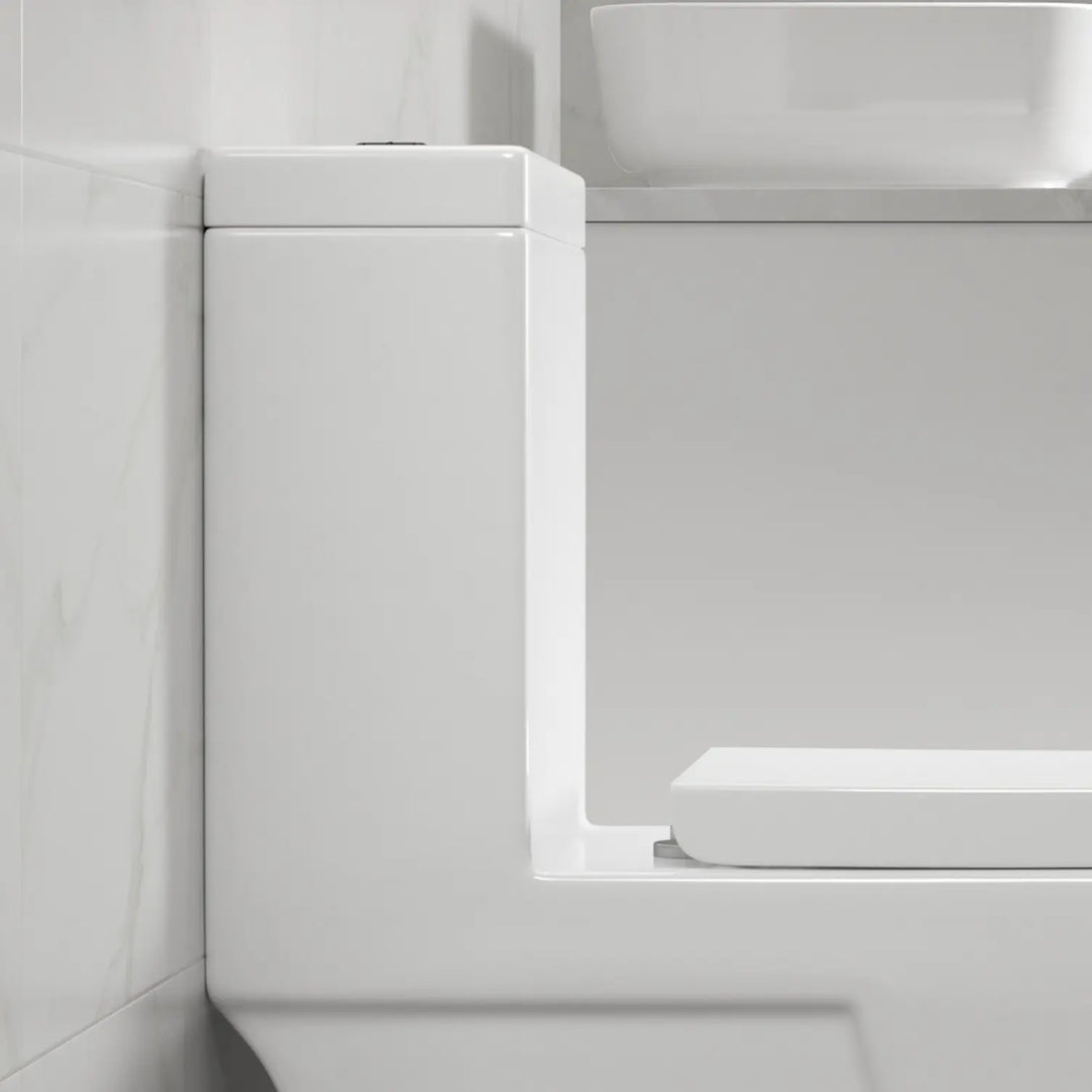 Replacement white ceramic toilet tank lid for ERI-1T365 elongated one-piece toilet