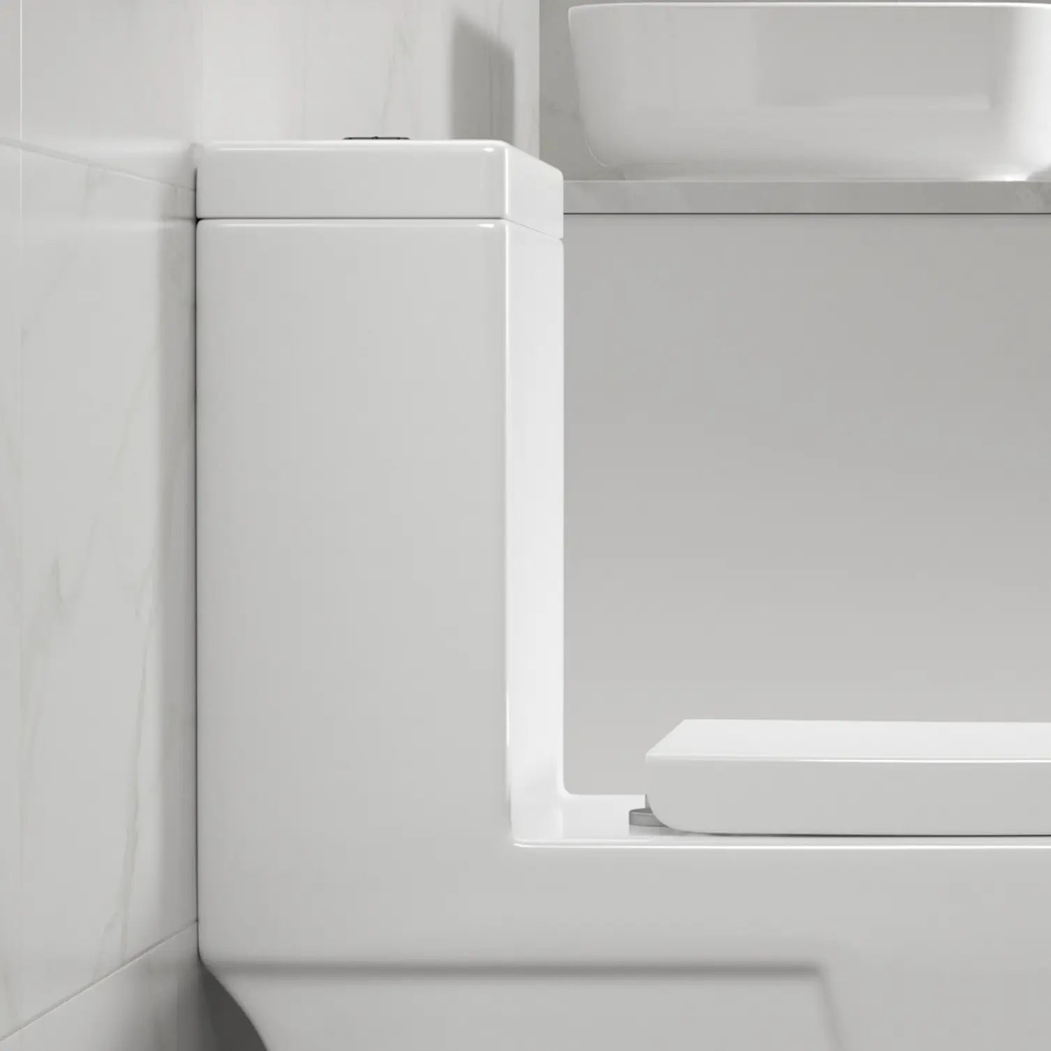 Replacement white ceramic toilet tank lid for ERI-1T365 elongated one-piece toilet.#color_white