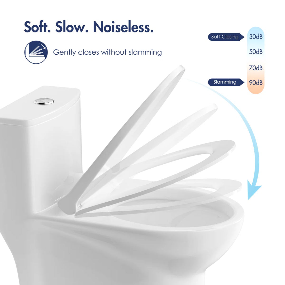 Tucson Elongated Soft-Close Toilet Seat, White – Durable & Quiet Comfort (FOR ERI-1T306 ONLY)