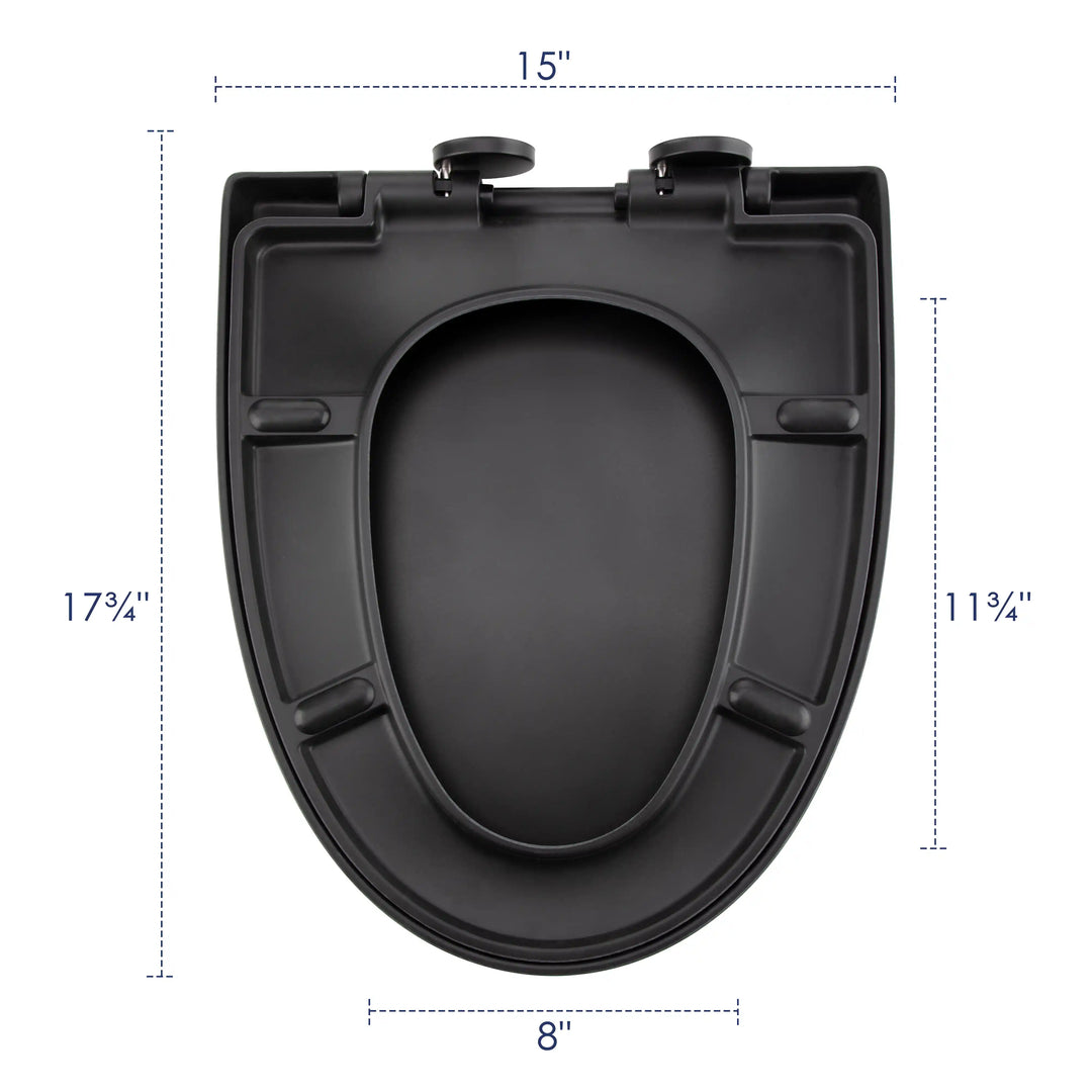 Turner UF Elongated Toilet Seat in Matte Black, Soft-Close & Quick-Release