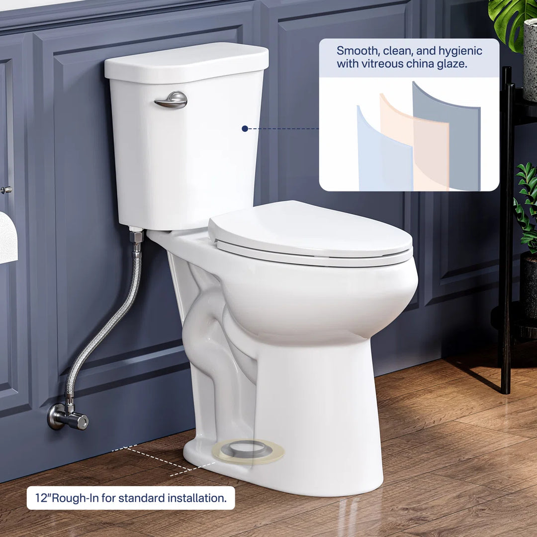 ERIDANUS white vitreous china toilet, 12-inch rough-in, smooth glaze