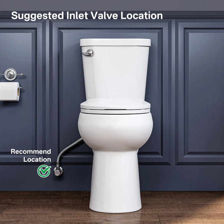 Eridanus white toilet suggested inlet valve location for installation.
